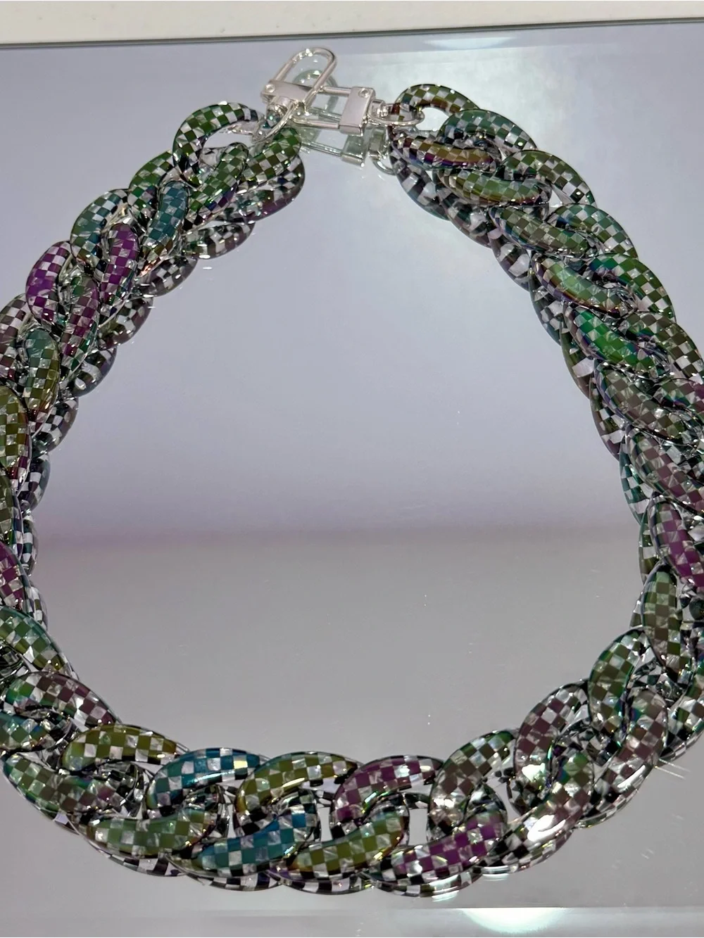 New Multicolor Checkered Bag Chain 18 inches